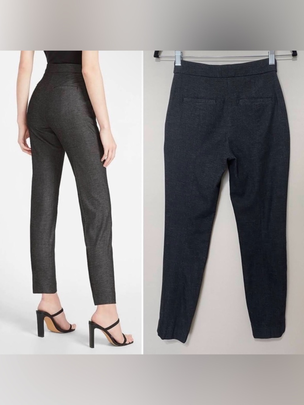 EXPRESS High Waisted Seamed Ankle Pants in Dark Grey | Crop Trouser | Size 00R - Picture 2 of 13